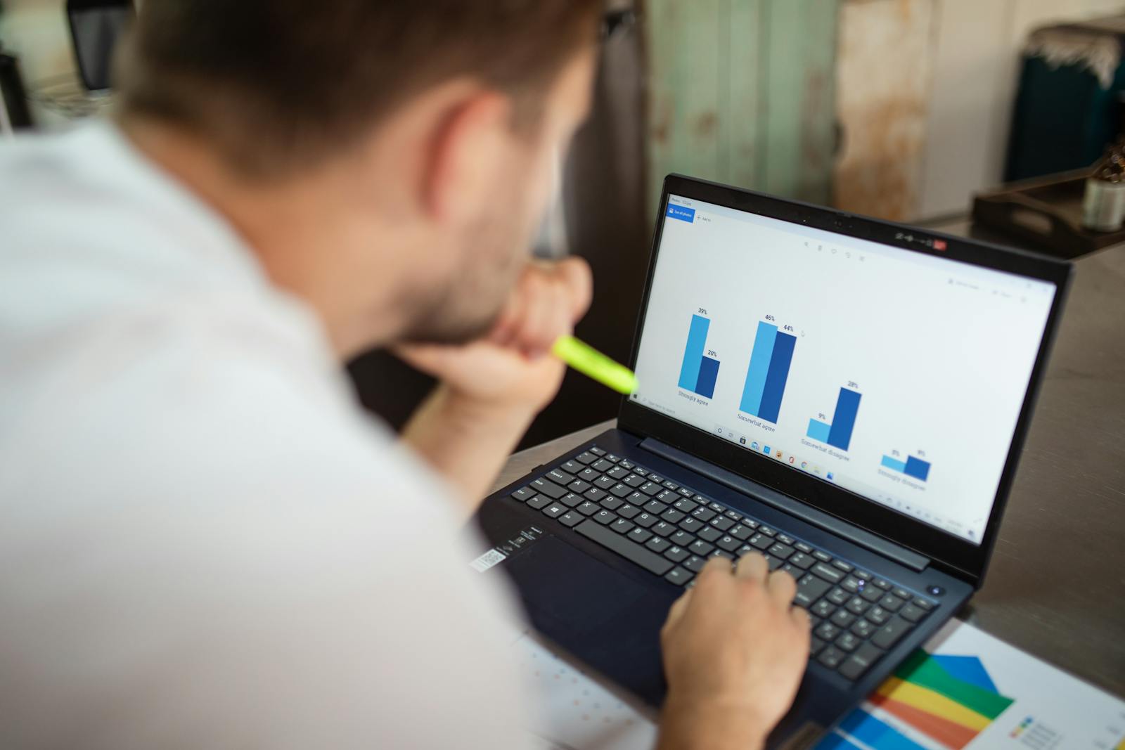 Business analytics dashboard on a laptop
